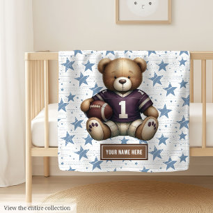 Cosy American Football Teddy Bear Blanket für Jung Fleecedecke