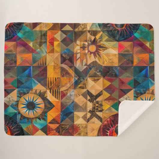 Cosy Aqua "Inherited Artistry" Plush Sherpa Blanke Sherpadecke (Vorderseite (Horizontal))