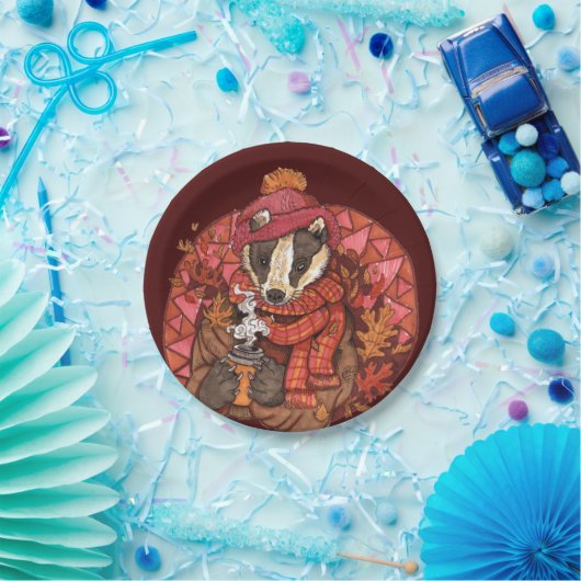 Cosy Autumn Badger Art Paper Teller (Party)