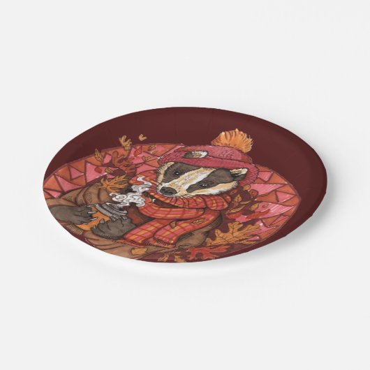 Cosy Autumn Badger Art Paper Teller (Schrägansicht)