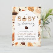 Cosy Baby ist das Brechen der Kaffee Themed Baby D Einladung (Stehend Vorderseite)