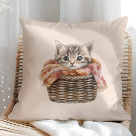 Cosy Basket Cat Kissen - Warme Creme Edition