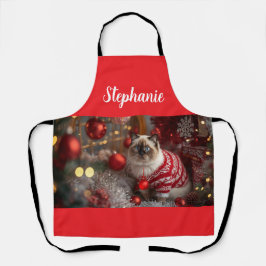 Cosy Birman Cat Christmas Personalisiert Schürze