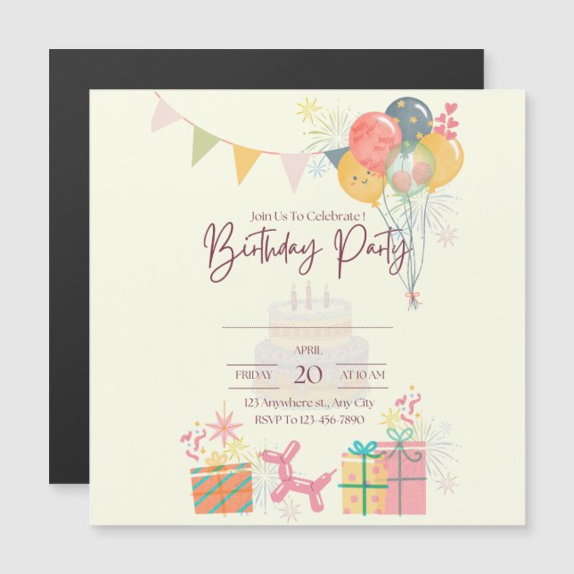 Cosy Birthday Card Magnetkarte (Vorne/Hinten)