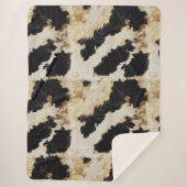 Cosy Black Cream Gold Südwest Cowhide Sherpadecke (Vorderseite)