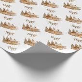 Cosy Blockhaus - Hygge oder Ihr eigener Text Geschenkpapier (Ecke)