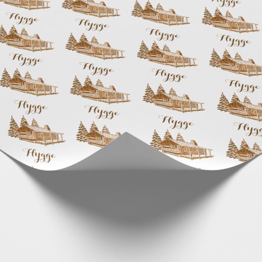Cosy Blockhaus - Hygge oder Ihr eigener Text Geschenkpapier (Ecke)