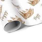 Cosy Blockhaus - Hygge oder Ihr eigener Text Geschenkpapier (Rolleneckpunkt)