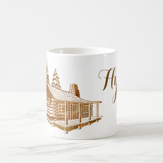 Cosy Blockhaus - Hygge oder Ihr eigener Text Kaffeetasse (Mittel)