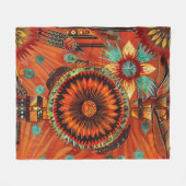 Cosy Blue "Intricate Echoes" Plush Fleece Blankon (Vorderseite (Horizontal))