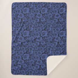 Cosy Blue Rose Floral Sherpa Blanket Sherpadecke