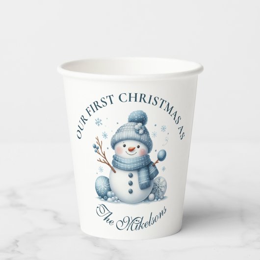 Cosy Blue Rustic Christma Pappbecher (Rückseite)