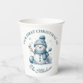 Cosy Blue Rustic Christma Pappbecher (Vorderseite)