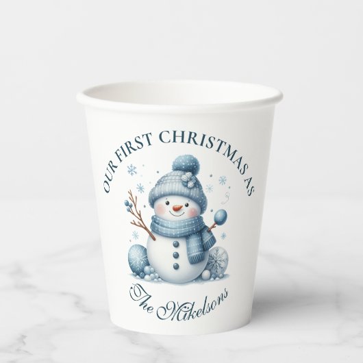Cosy Blue Rustic Christma Pappbecher (Vorderseite)