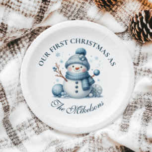 Cosy Blue Rustic Christma Pappteller