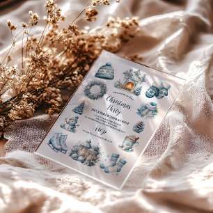 Cosy Blue Rustica Weihnachts-Party Acryleinladungen