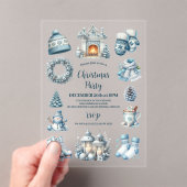 Cosy Blue Rustica Weihnachts-Party Acryleinladungen (Insitu (Handheld))