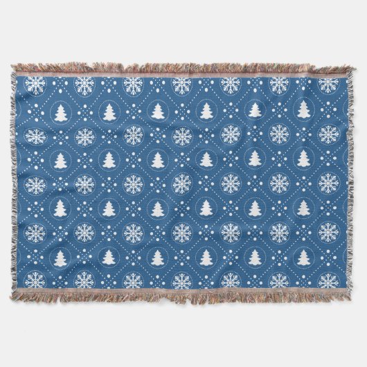 Cosy Blue White Snowflakes Weihnachtsbaumdesign Decke (Vorderseite)