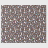 Cosy Blue Winter on Dark Brown Geschenkpapier (Flach)