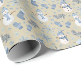 Cosy Blue Winter on Tan Geschenkpapier
