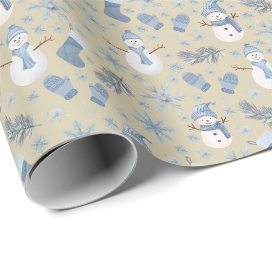 Cosy Blue Winter on Tan Geschenkpapier (Rolleneckpunkt)