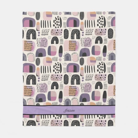 Cosy Boho Fall Lila Fleecedecke (Vorderseite)