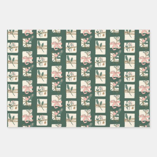 Cosy Boho Pink, Green & Clay Urlaub Geschenkpapier Set (Vorderseite 2)