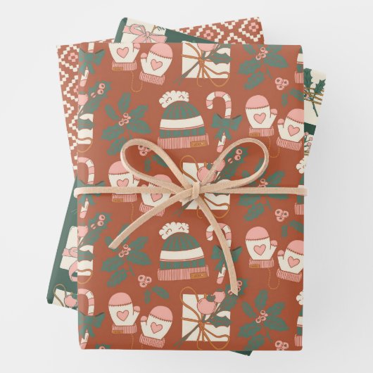 Cosy Boho Pink, Green & Clay Urlaub Geschenkpapier Set (Beispiel)
