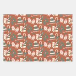 Cosy Boho Pink, Green & Clay Urlaub Geschenkpapier Set