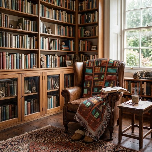 Cosy Bookshelves Throw Blanket Decke