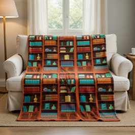 Cosy Bookshelves Throw Blanket Fleecedecke