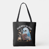 Cosy Bookween Ghost Skeleton Reading Tasche (Rückseite)
