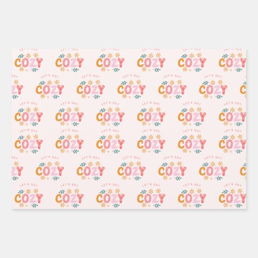 Cosy Bright Pink Snowman Weihnachten Geschenkpapier Set (Vorderseite 3)