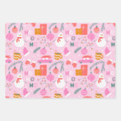 Cosy Bright Pink Snowman Weihnachten Geschenkpapier Set (Vorderseite)