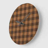 Cosy Brown Kariert Buffalo Print Muster Große Wanduhr (Winkel)