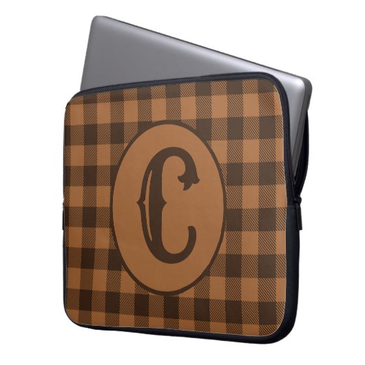 Cosy Brown Kariert Buffalo Print Muster Laptopschutzhülle (Vorderseite Links)