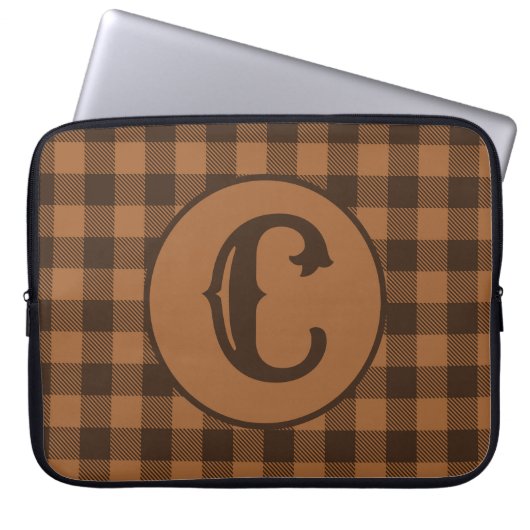 Cosy Brown Kariert Buffalo Print Muster Laptopschutzhülle (Vorderseite)