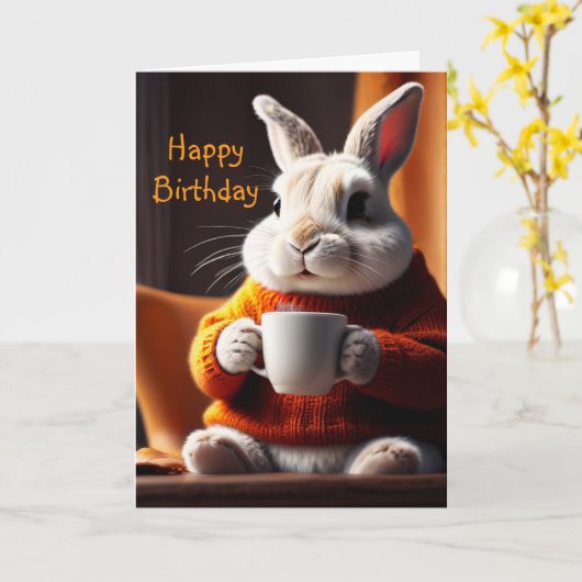 Cosy Bunny Birthday Card Karte (Gelbe Blume)