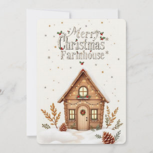 Cosy Cabin Christmas Card   Rustikaler Urlaub Einladung
