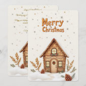 Cosy Cabin Christmas Card | Rustikaler Urlaub Einladung (Vorne/Hinten)