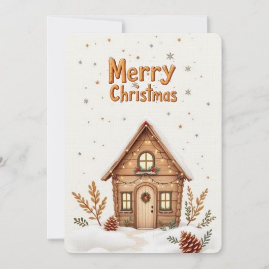 Cosy Cabin Christmas Card | Rustikaler Urlaub Einladung (Vorderseite)