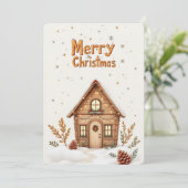 Cosy Cabin Christmas Card | Rustikaler Urlaub Einladung (Stehend Vorderseite)