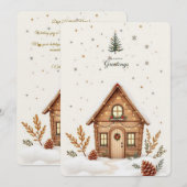 Cosy Cabin Christmas Card | Rustikaler Urlaub Einladung (Vorne/Hinten)