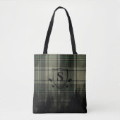 Cosy Cabin Kariert Pine Tree Silhouetten Monogramm Tasche (Vorderseite)