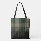 Cosy Cabin Kariert Pine Tree Silhouetten Monogramm Tasche (Rückseite)