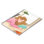 Cosy Cartoon Girl Reading Notebook Cover Notizblock (Linke Seite)