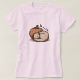 Cosy Cat and Pumpkin - Autumn Design T-Shirt