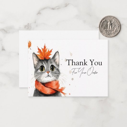 Cosy Cat in a Scara Vielen Dank Mitteilungskarte (Vorderseite/Rückseite Beispiel)