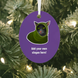Cosy Cat in Hooded Outfit, Hacker Kitty - eigener  Ornament Aus Metall