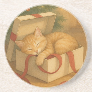 Cosy Cat Nickerchen Weihnachten Getränkeuntersetzer
